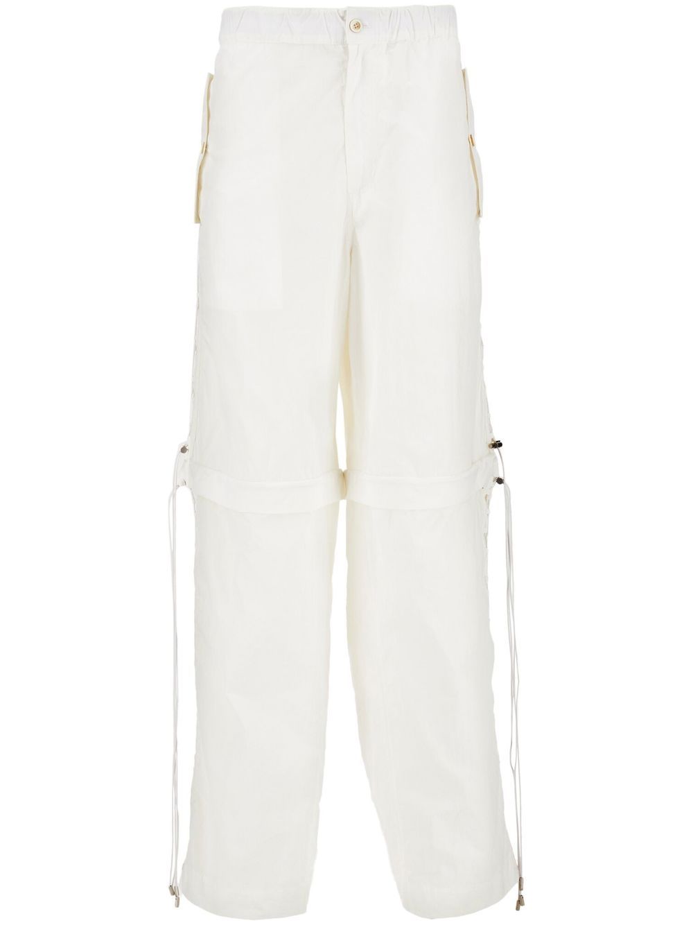 Elasticated-waist cargo pants - White
