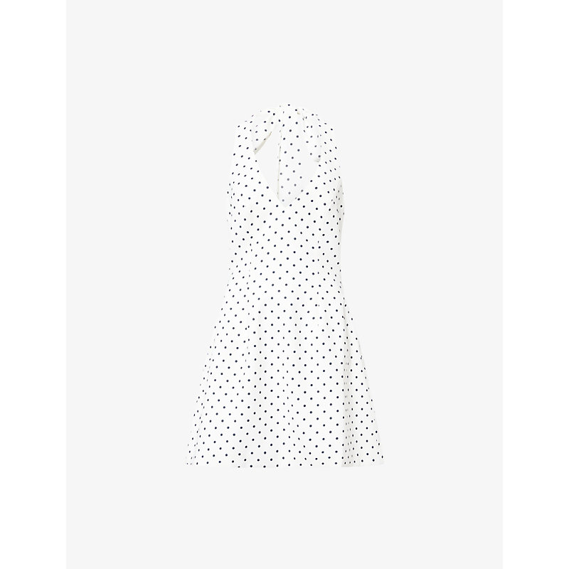 Womens White Polka Dot Volume Skirt Woven Mini Dress
