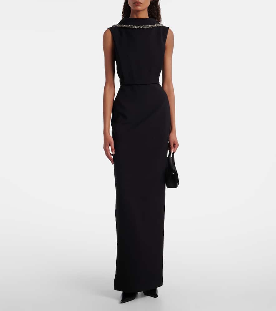 Embellished crêpe gown