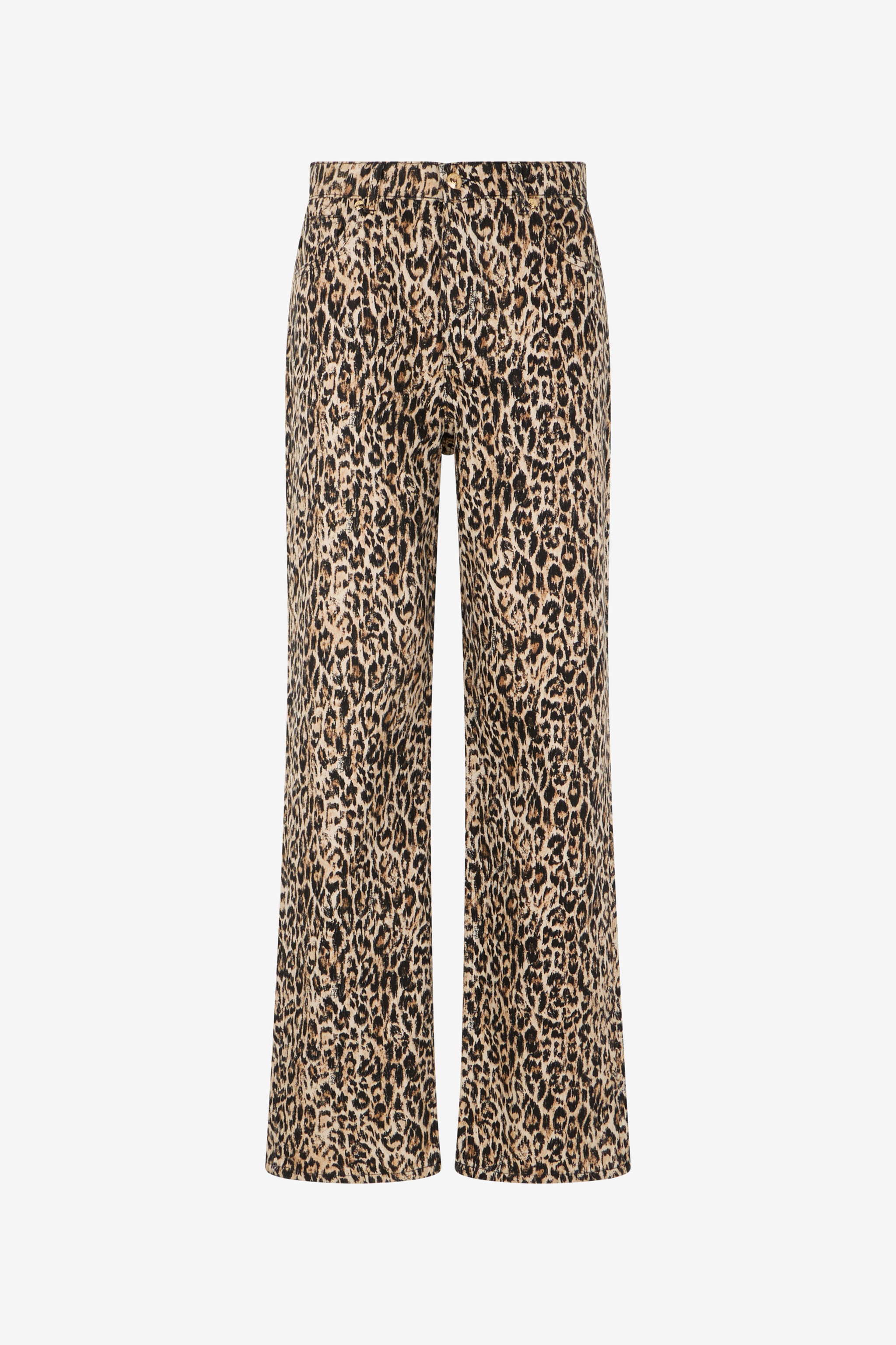 Denim Trousers In Cotton With Leopard Print