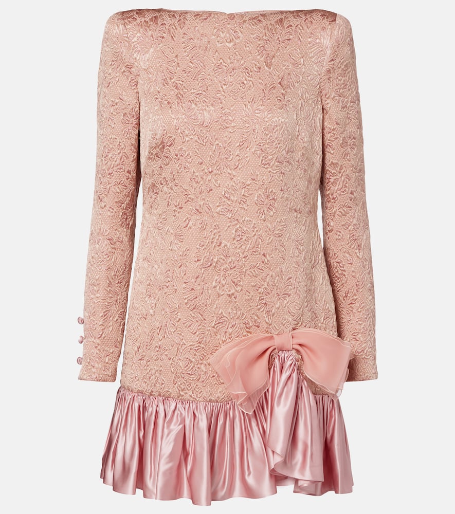 Wool and silk-blend matelassé minidress
