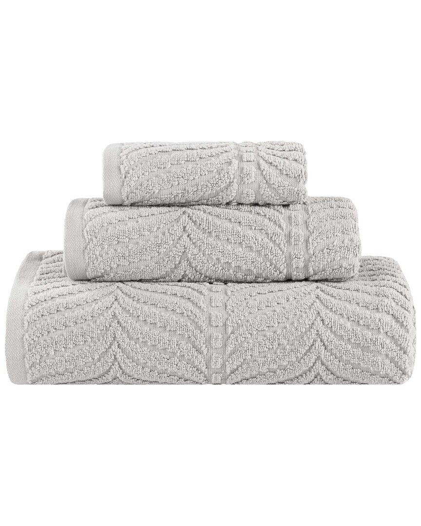 Zero Twist Cotton Elegant Chevron Soft Absorbent 3pc Jacquard Towel Set