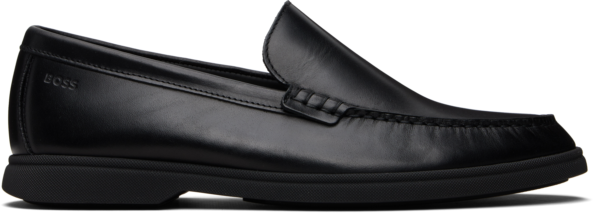 Black Emed-Logo Leather Loafers