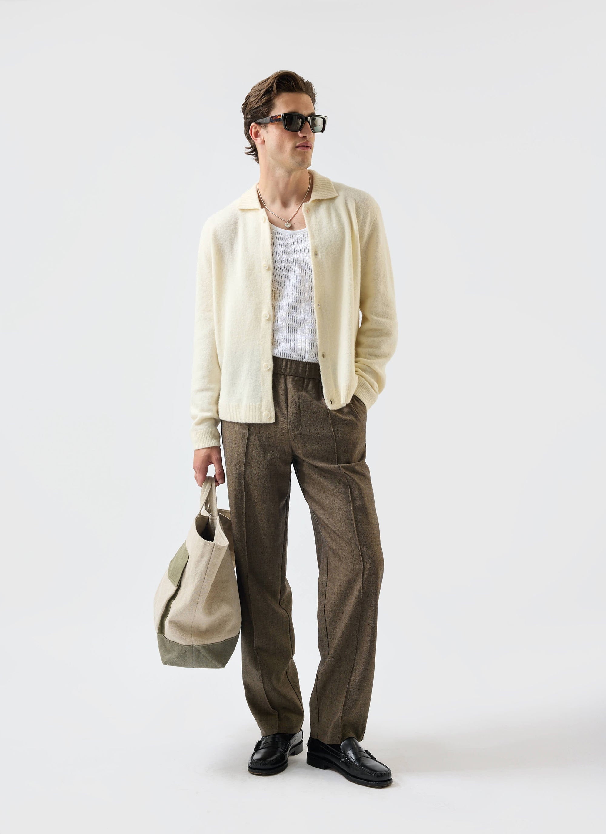 Archive Soft Knitted Collared Cardigan Cream