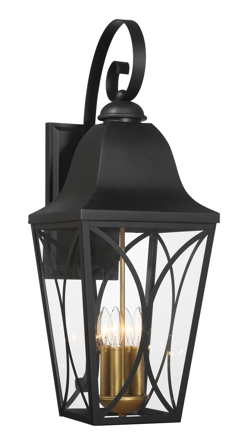 Sand Coal And Olden Brass Four Light Outdoor Wall Mount from the Cardigan Collection