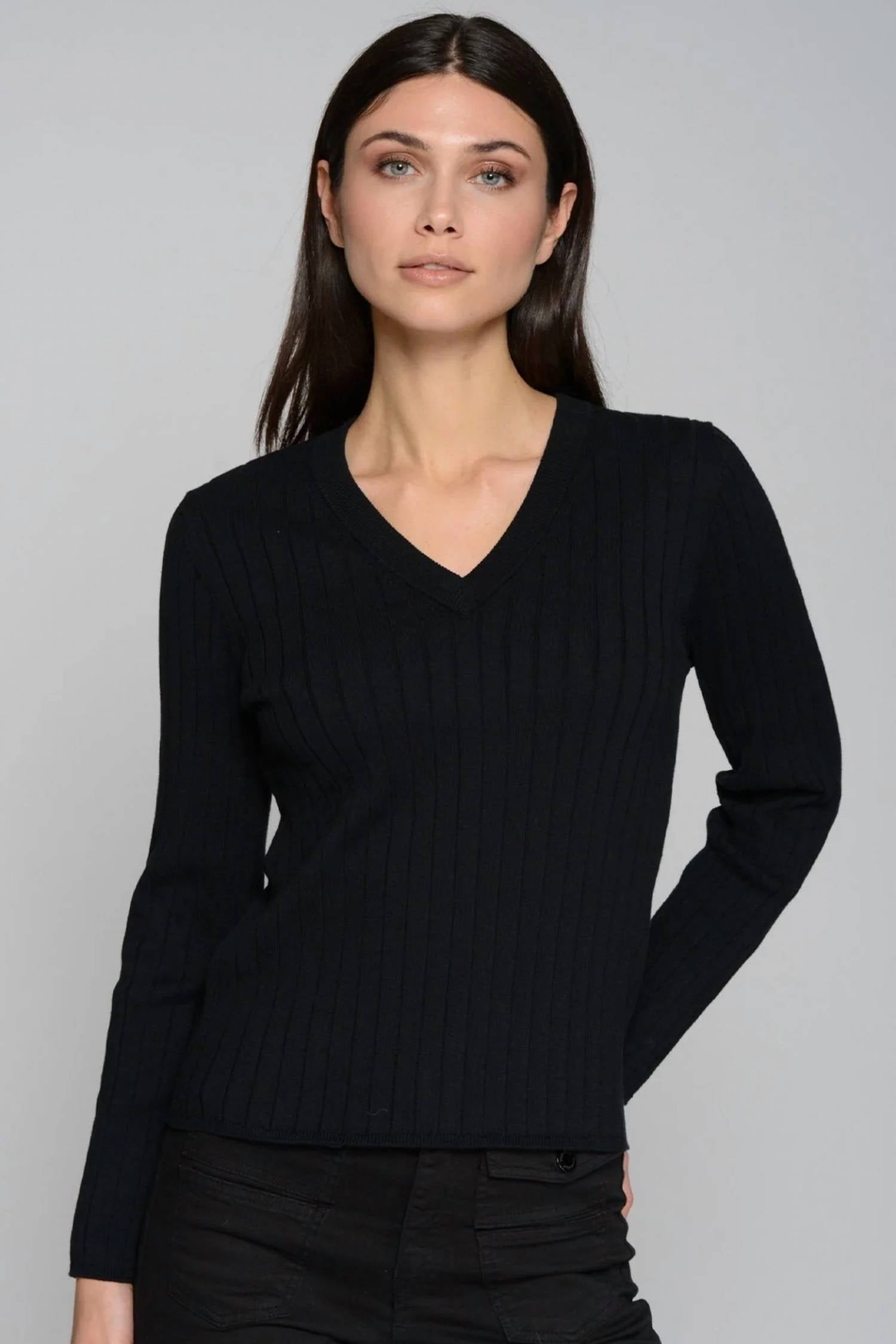 Button Sleeve Jumper In Black