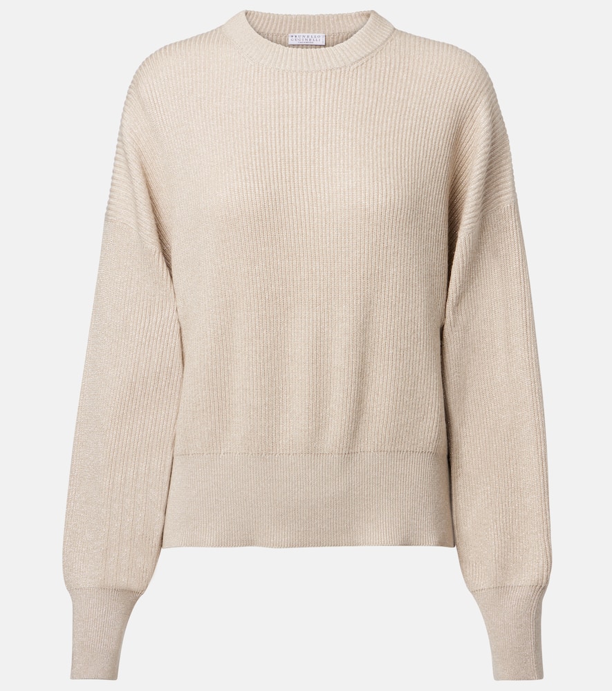 Ribbed-knit cashmere-blend sweater