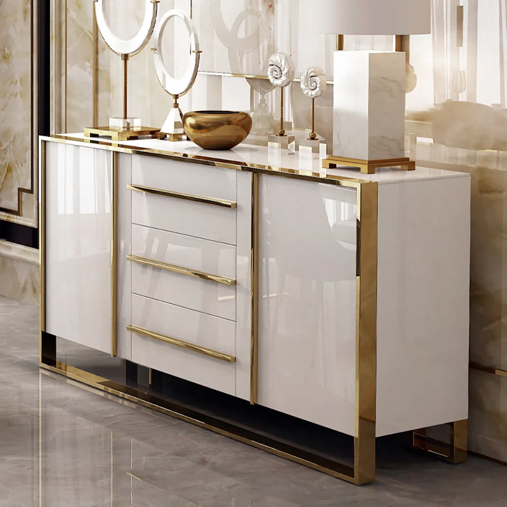 Cylina 1500mm Glossy Black Buffet & Sideboard with 3 Drawers & 2 Door