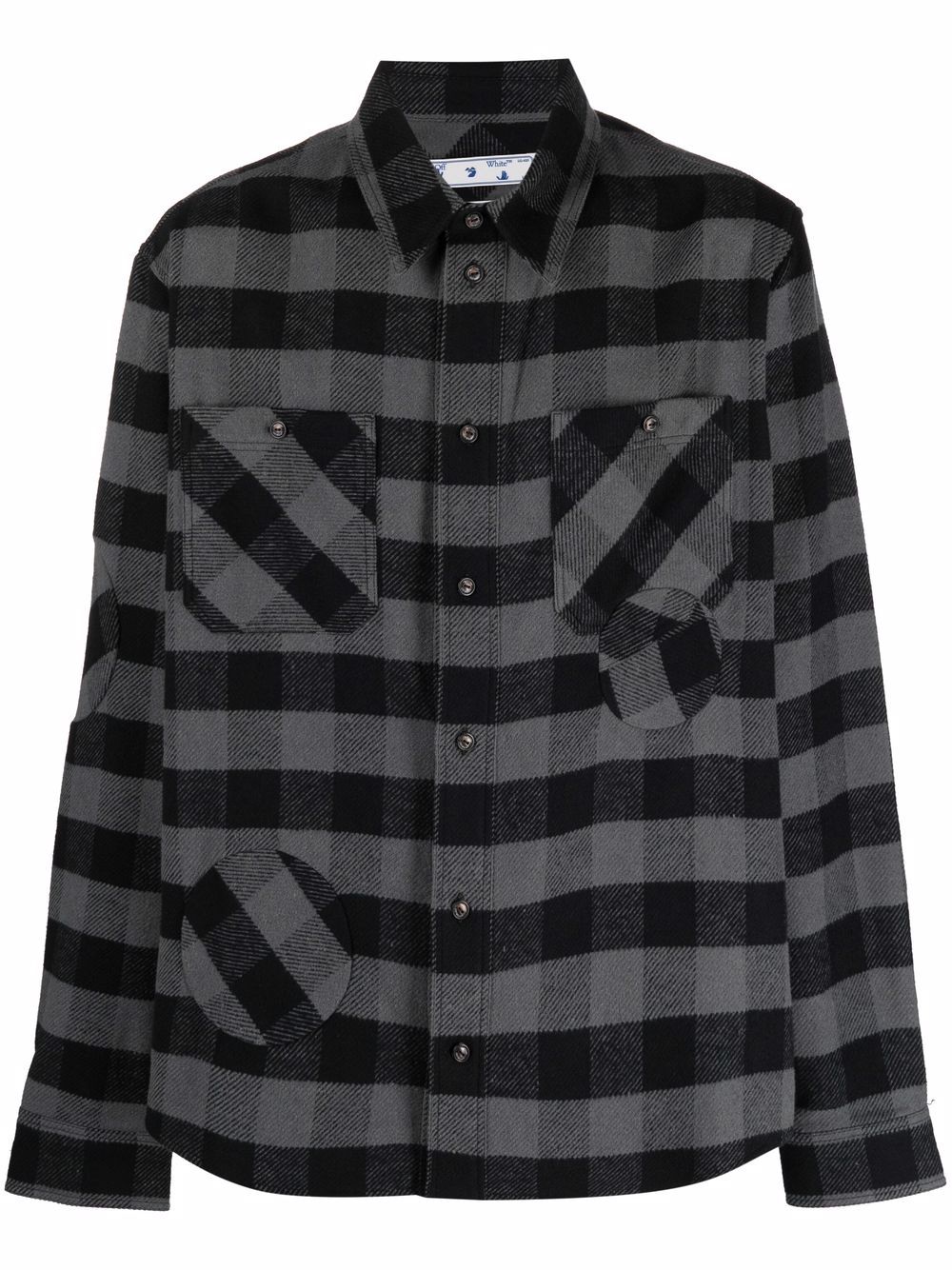 Check patch-detail shirt - Black
