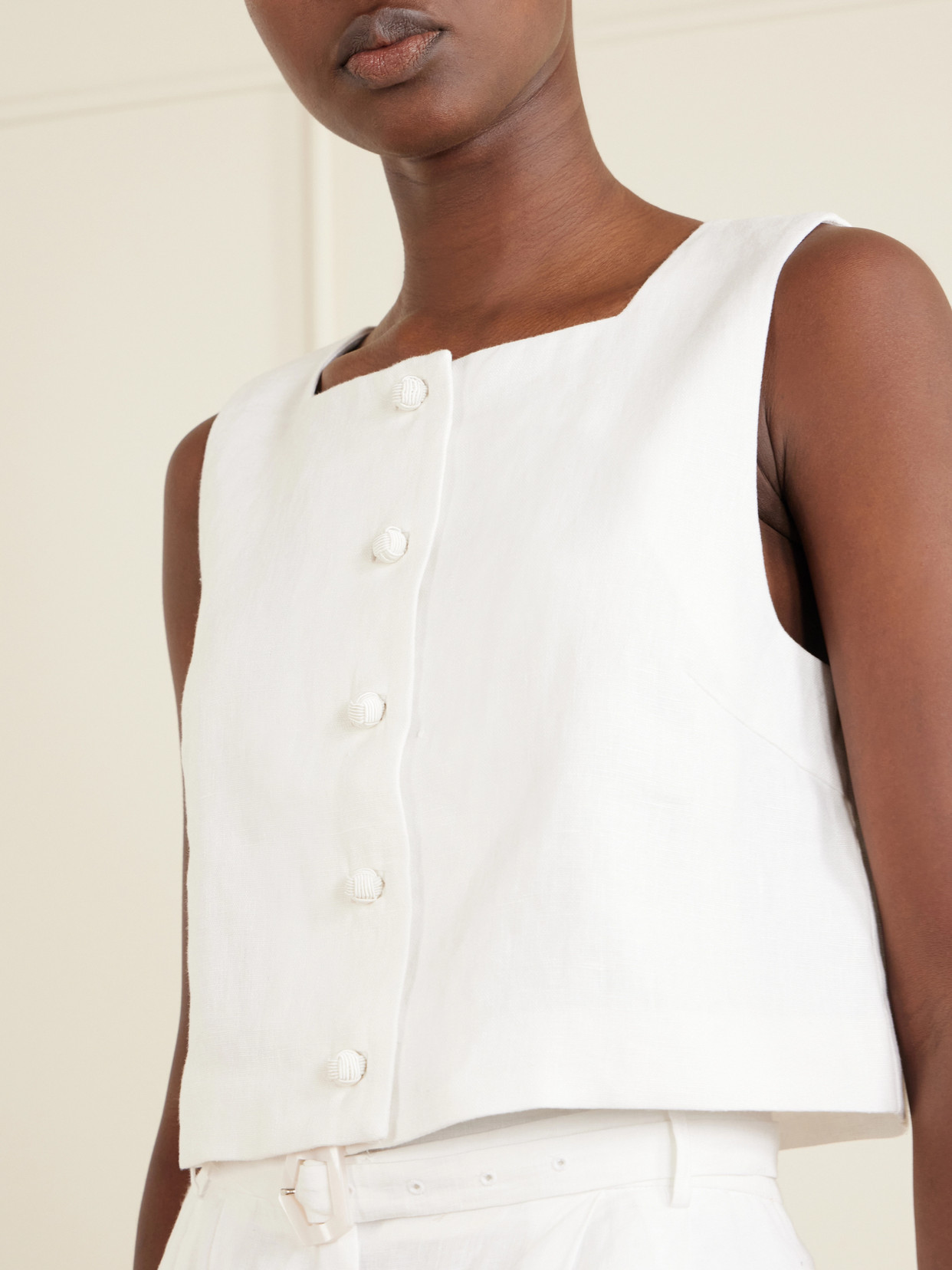 Rio Linen Tank Top - White