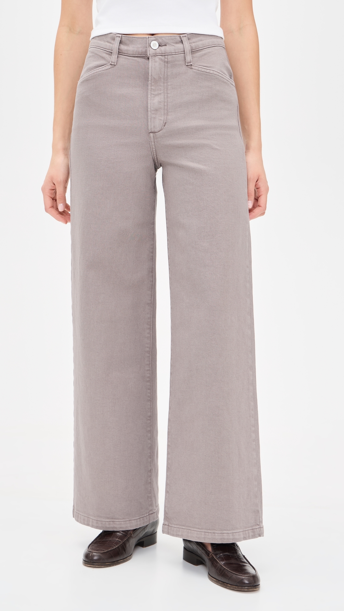 The Mischa High Rise Wide Leg Ankle Jeans Soft Taupe