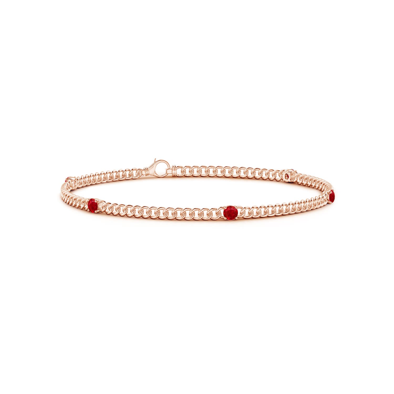Angara 0.7 Carat Five Stone Ruby Station Bracelet in 14K Rose Gold
