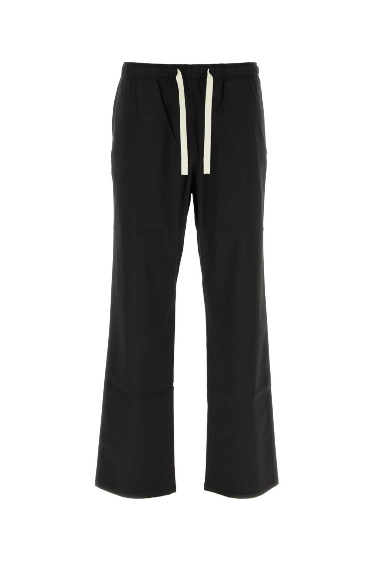 Monogram-embroidered straight-leg trousers - Black