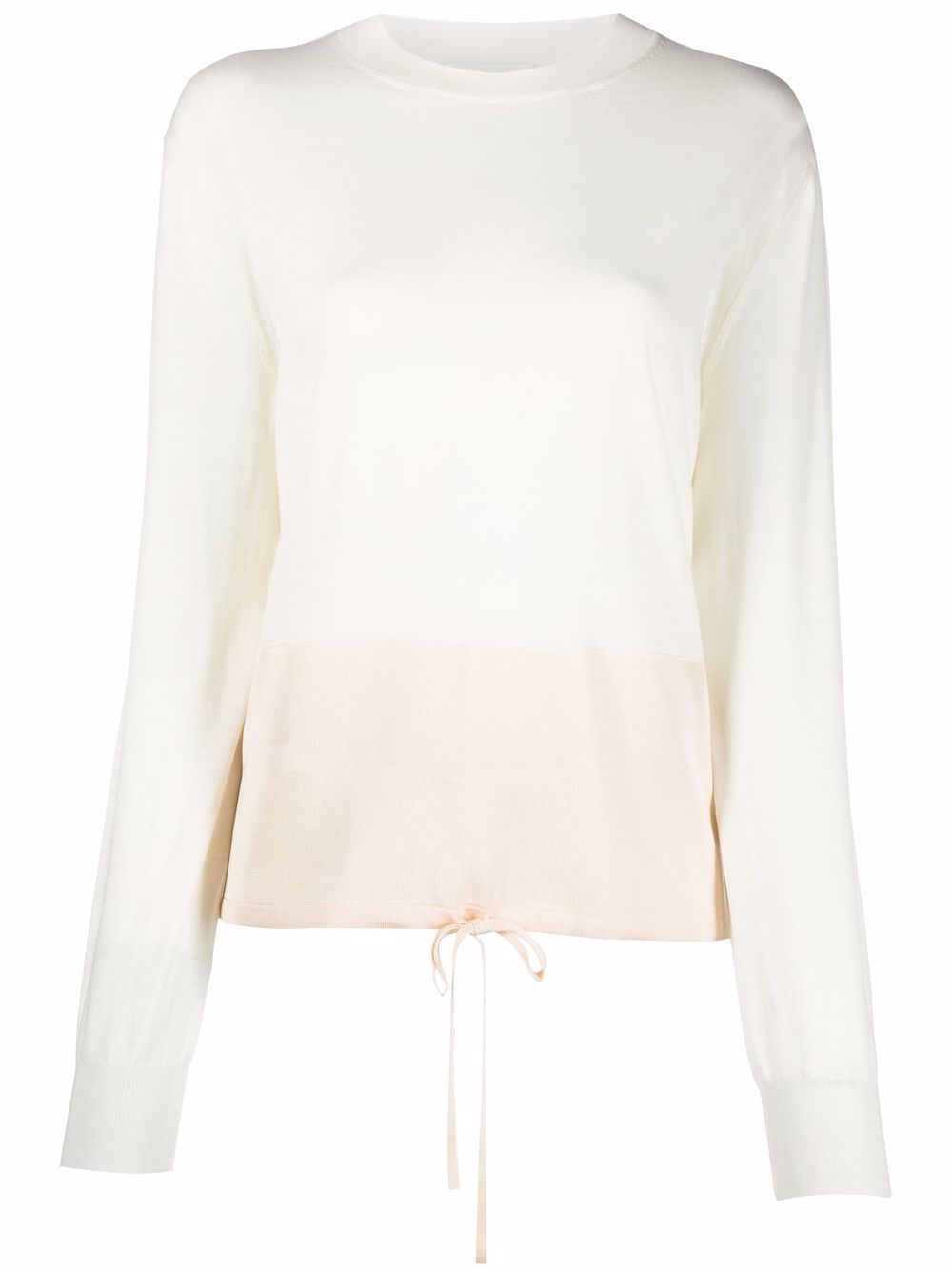 Drawstring fine-knit jumper - Neutrals