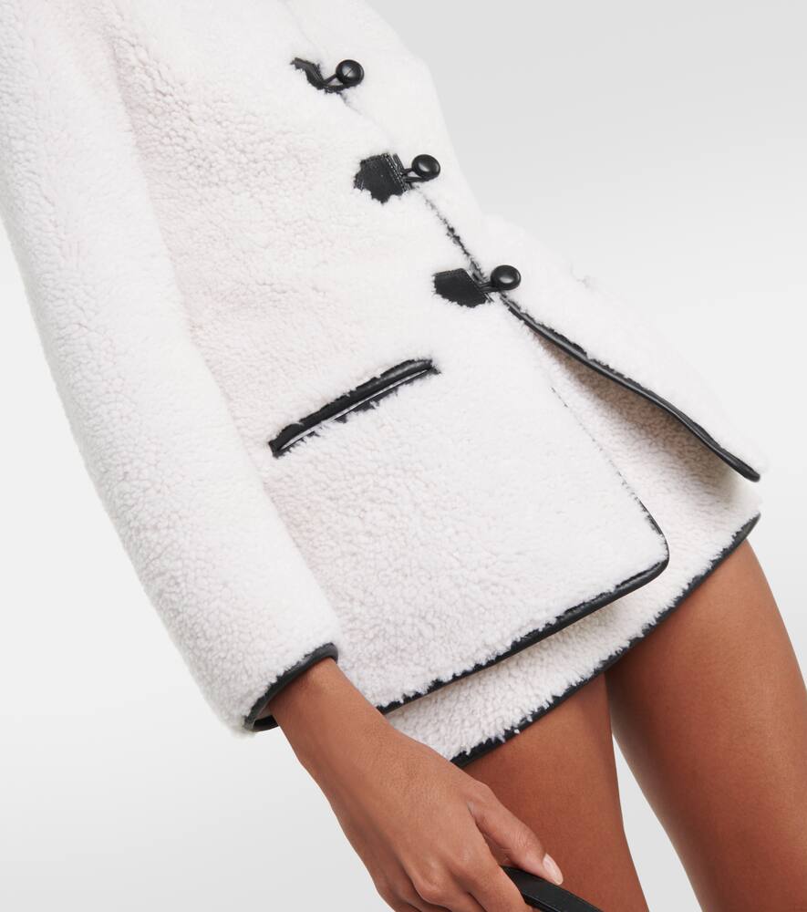 Leather-trimmed shearling jacket