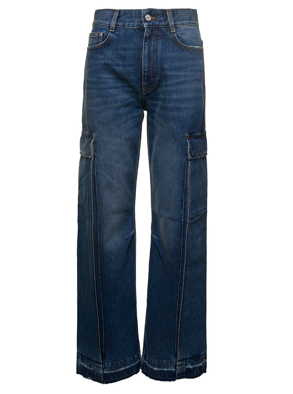 Wide-leg cargo jeans - Blue
