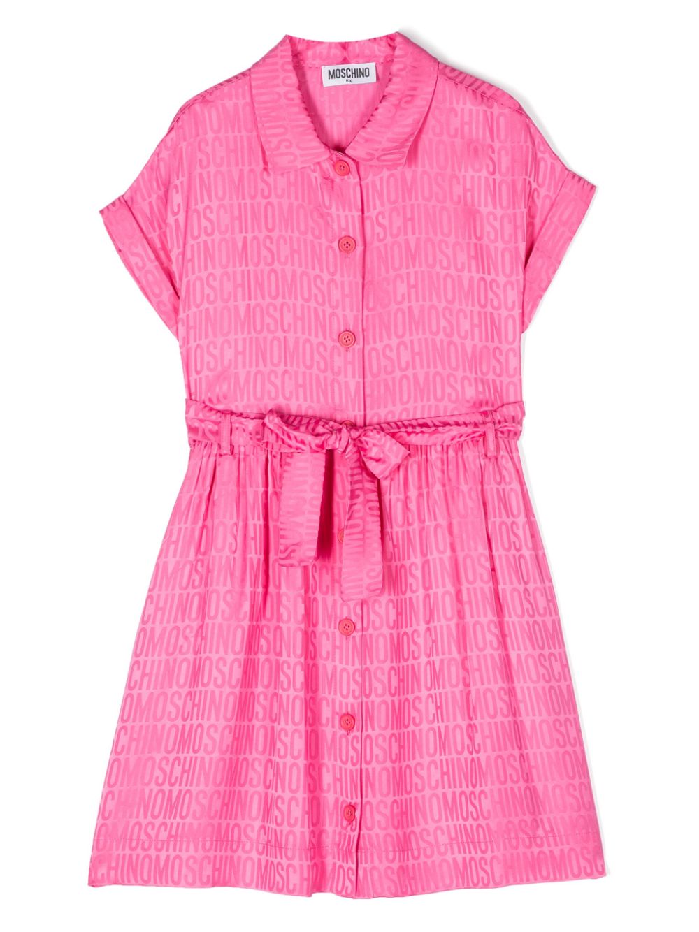 Logo-print belted dress - Pink