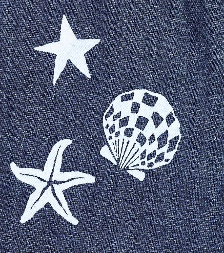 The New Society Lagoon embroidered denim shorts
