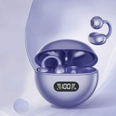 LED Display Clip-On Headphones, Protective Audio Output To Prevent Sound Leakage, Long-Wear Comfort, Open-Ear Sport Design To Prevent Falling, Wirele