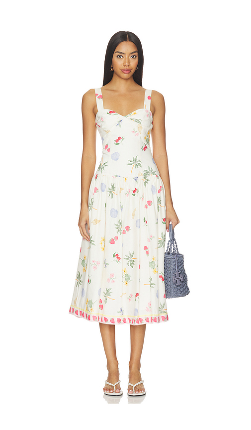 Amanda Uprichard Soho Midi Dress in Beige. XL. Also in L, M