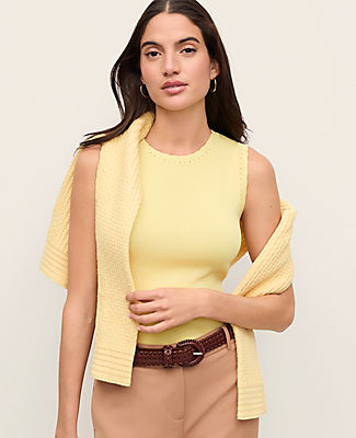 Ann Taylor Scallopped Trim Sweater Shell Top