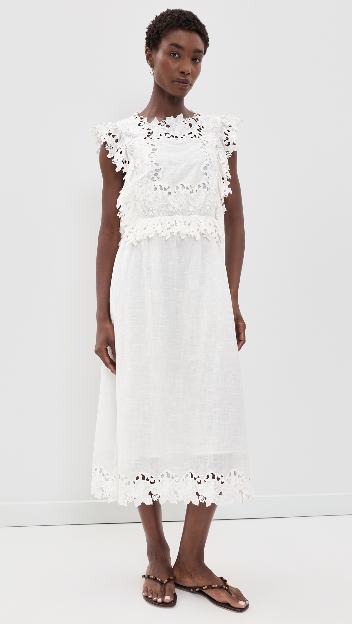 Eleannora Embellished Midi Dress White