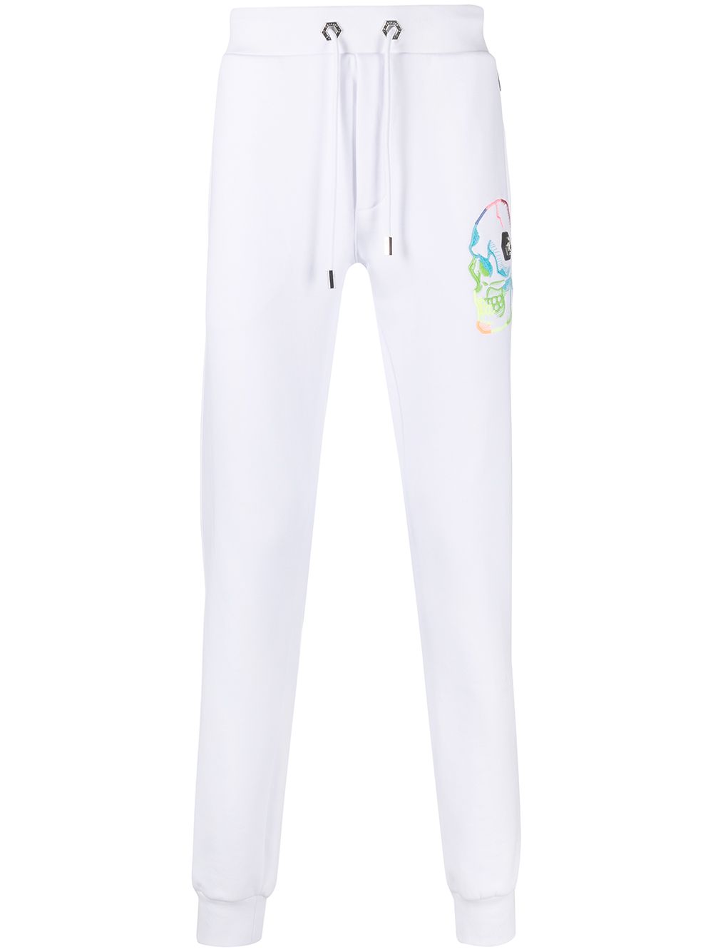 Skull print skinny-fit track pants - White