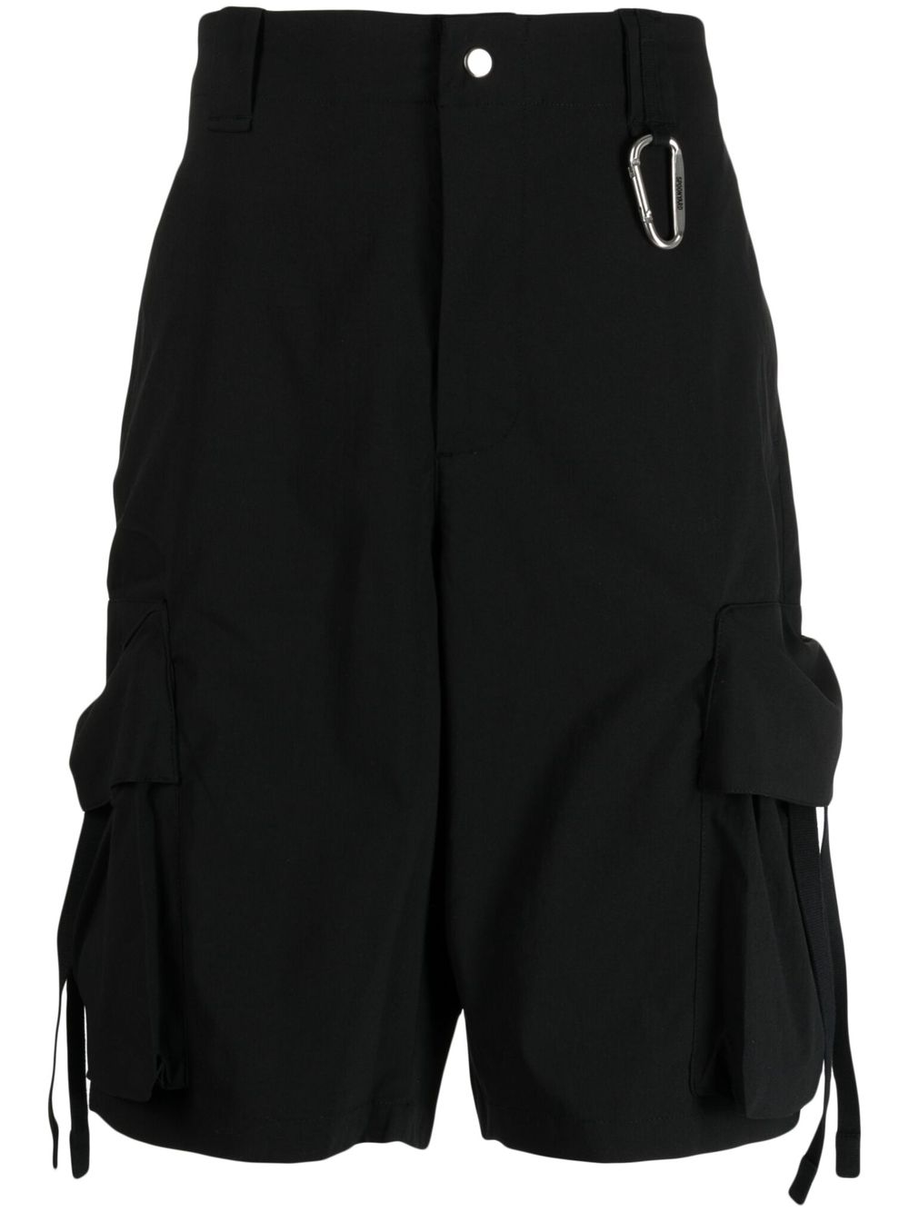 Front-fastening cargo shorts - Black