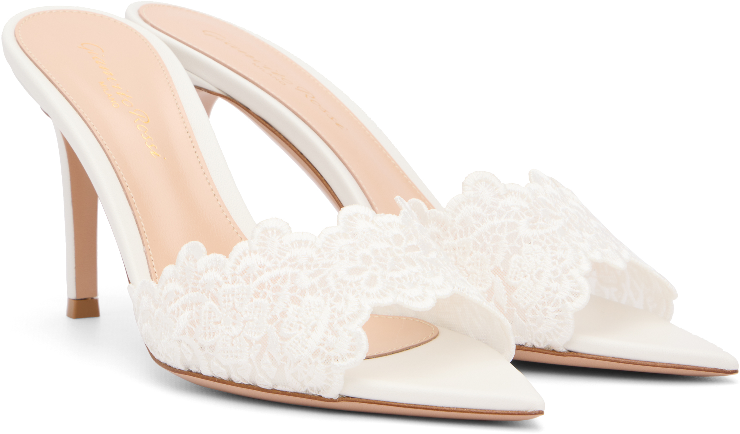 White Yvonne Mule Heeled Sandals