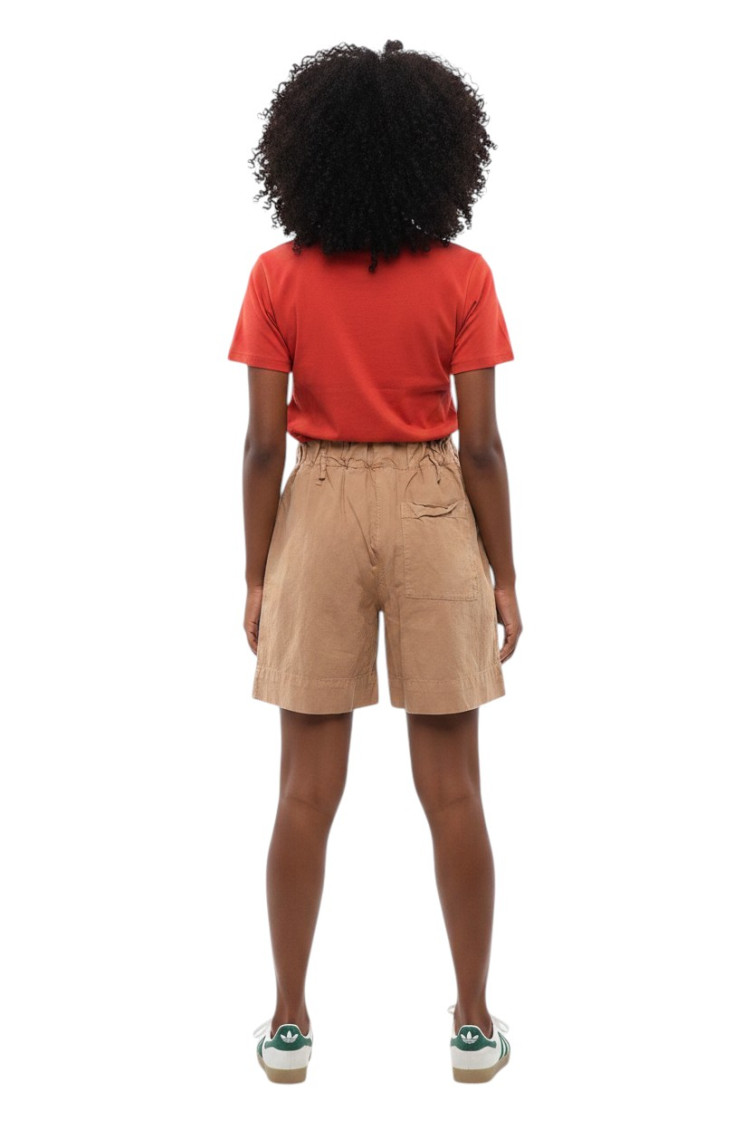 Beige Solid Shorts