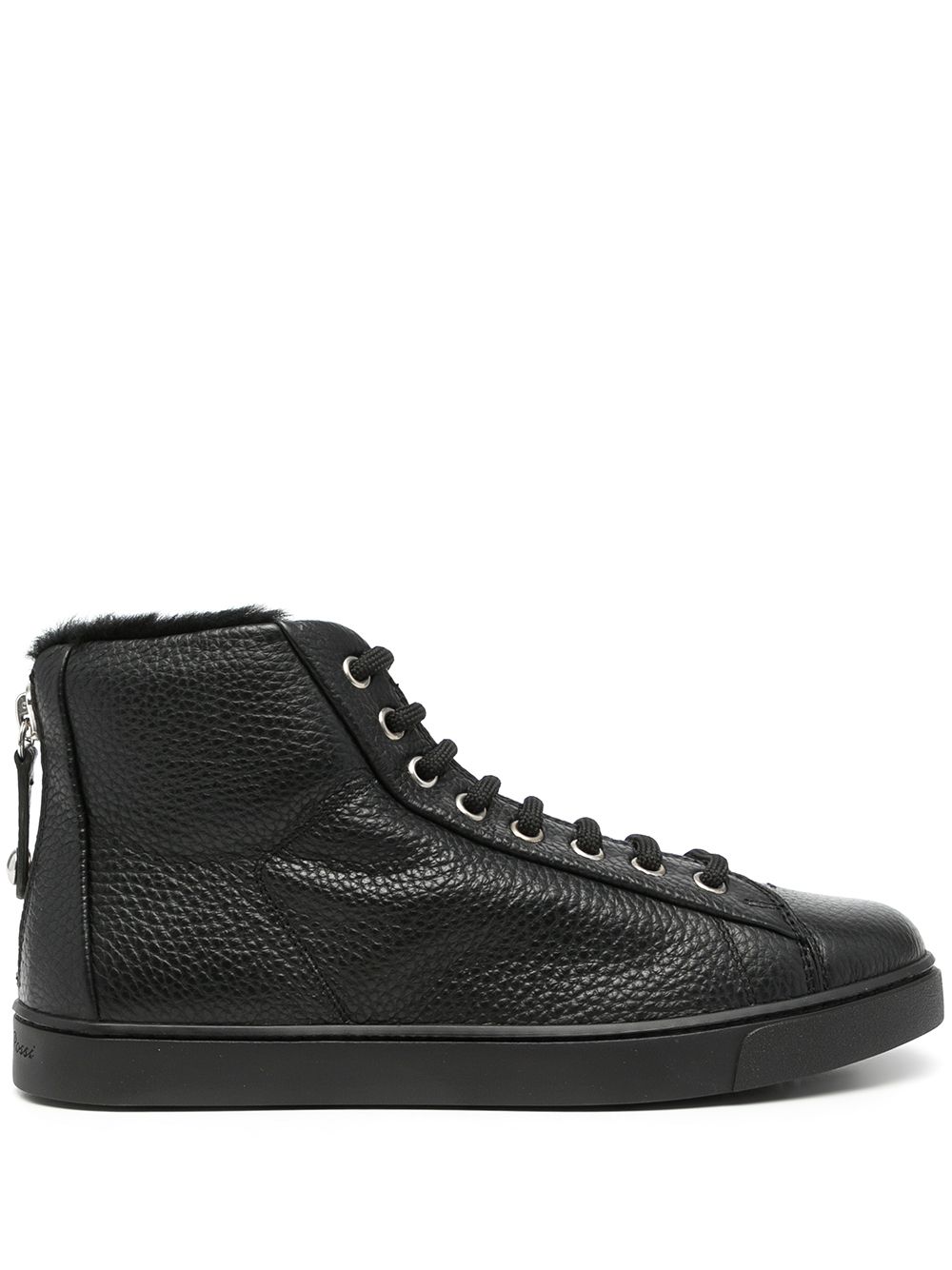 Pebbled high-top sneakers - Black