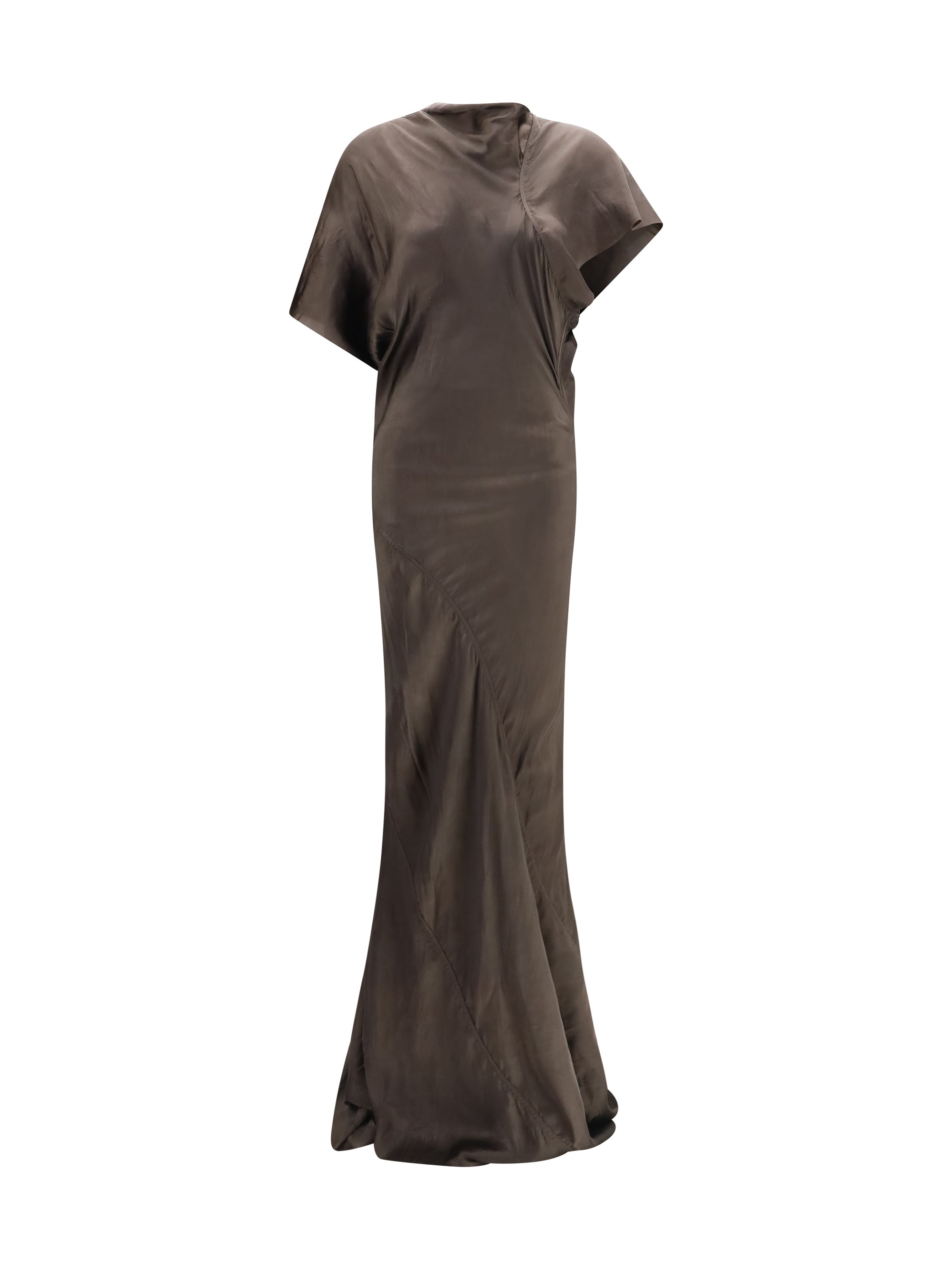 Draped Neckline with Back Cut-Out Dress — Gray