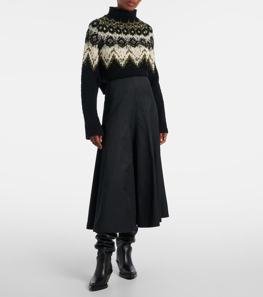 Heidi cotton-blend midi skirt