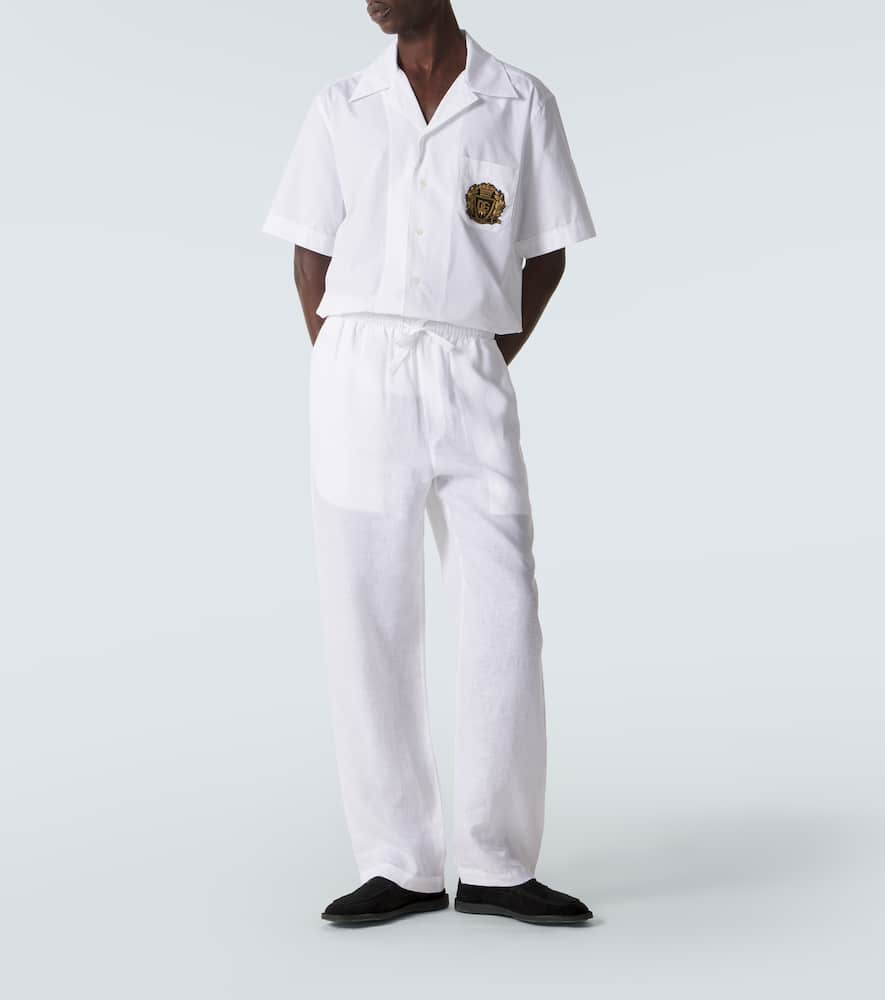 Logo cotton poplin bowling shirt