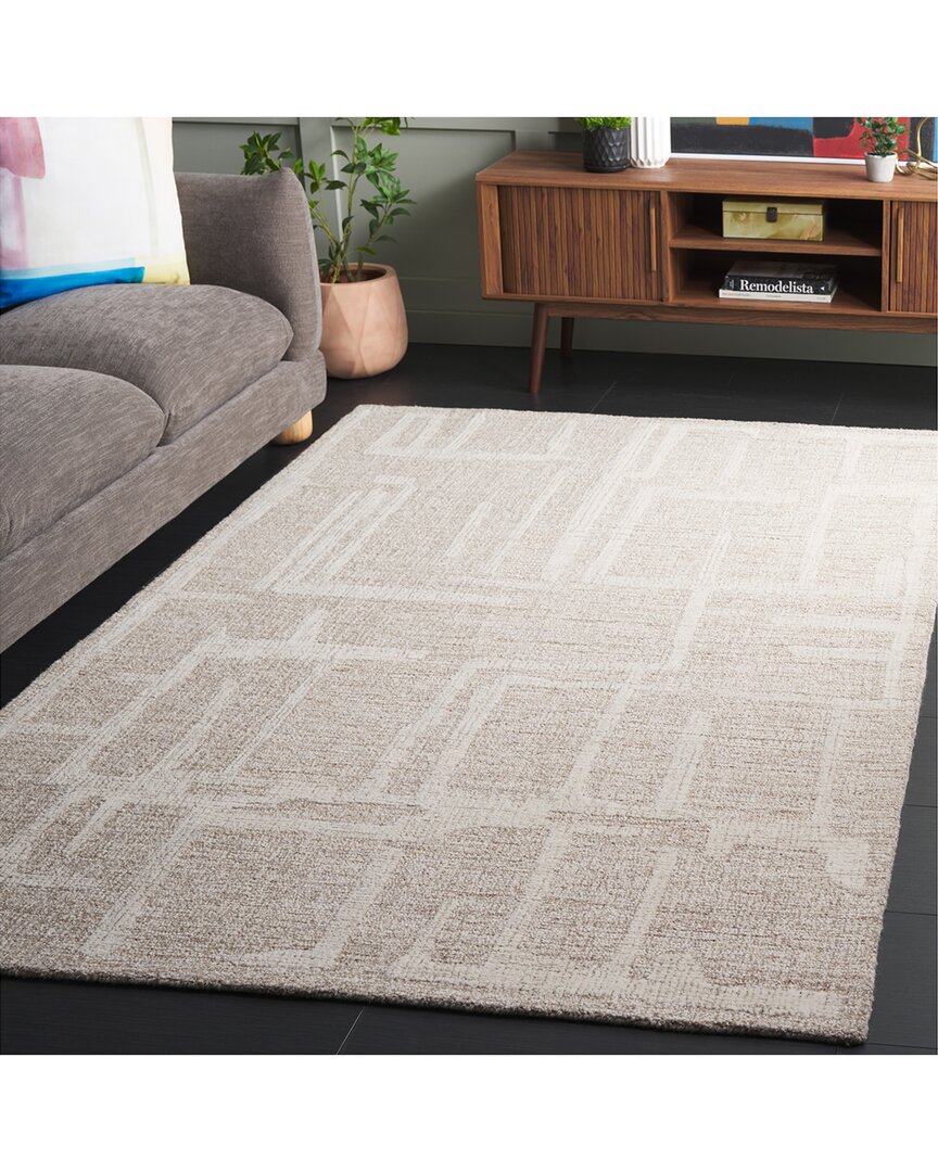 Abstract Sandy Loom Hand-Tufted Wool Rug