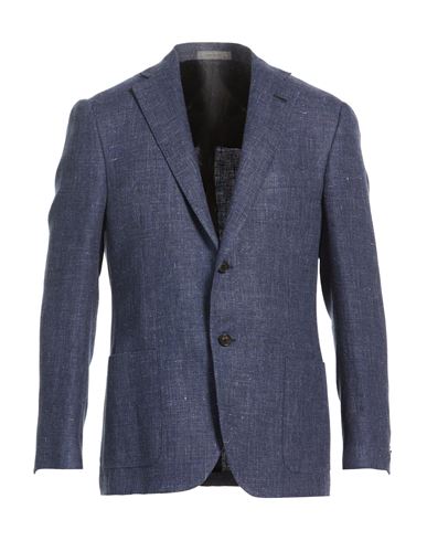 Man Blazer Blue Size 40 Linen, Virgin Wool