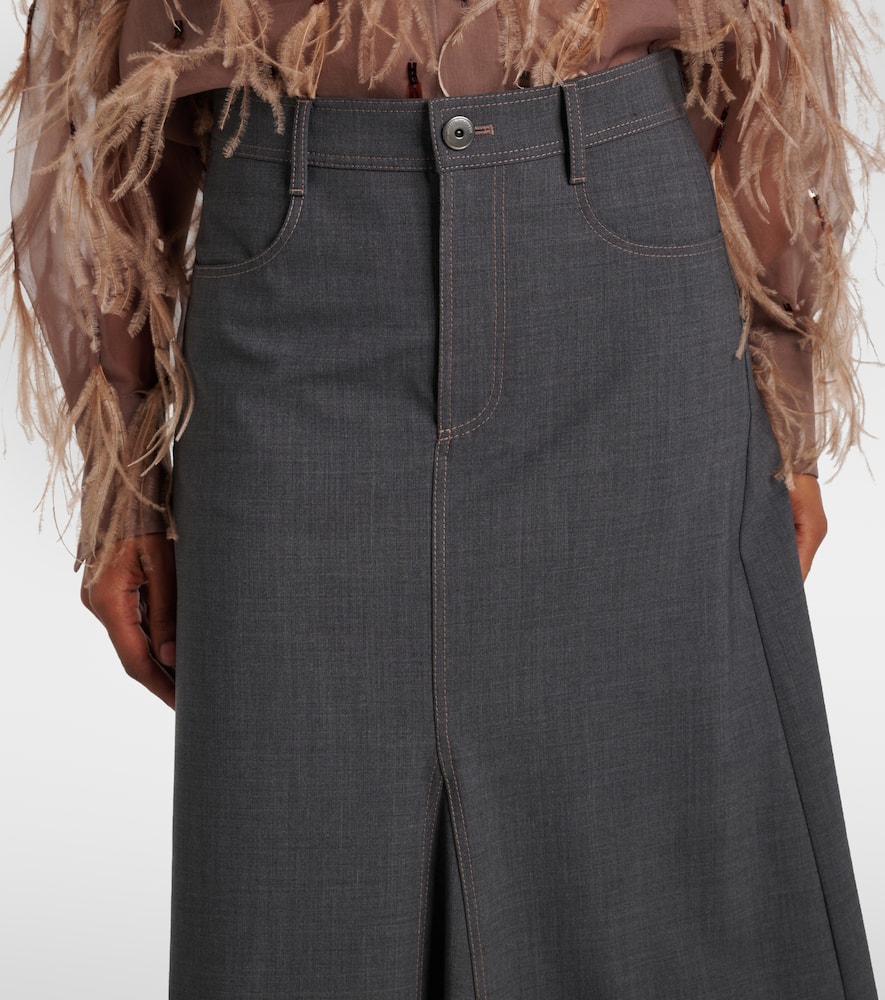 Wool-blend midi skirt