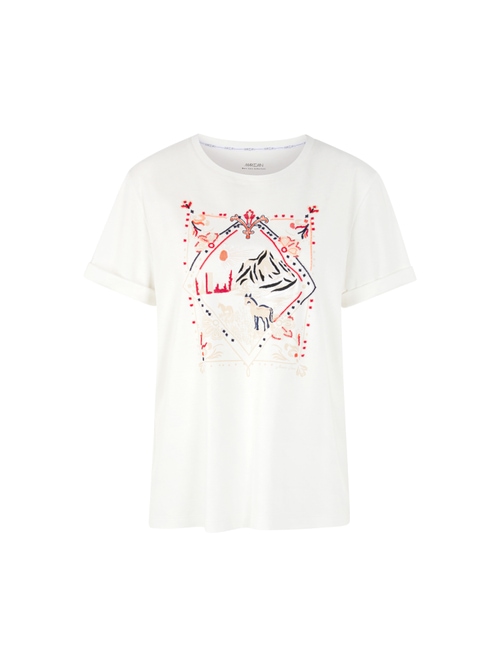 Marc Cain T-shirt with motif print, white, 34 N