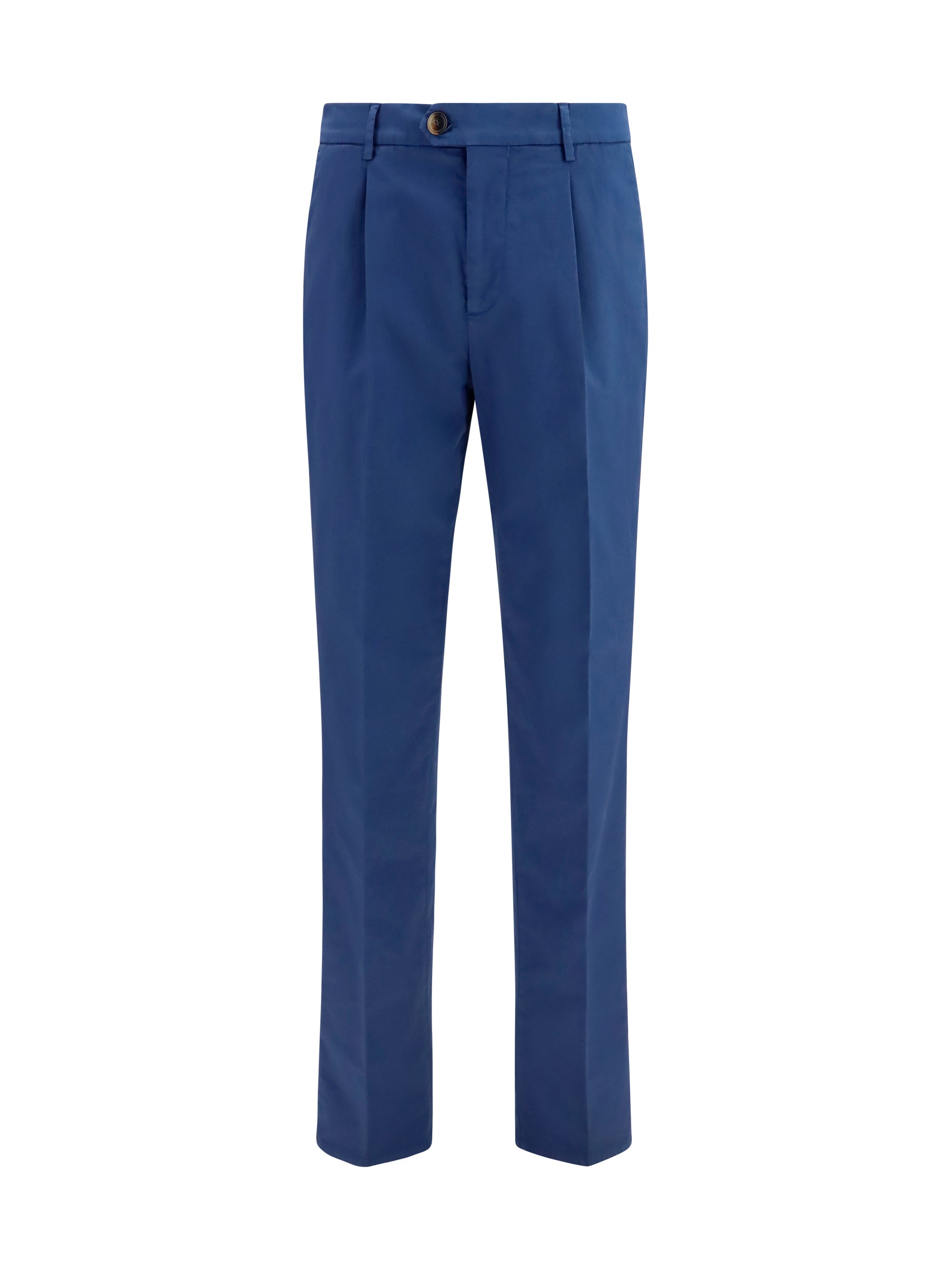 Cotton-Blend Chino Trousers — Blue