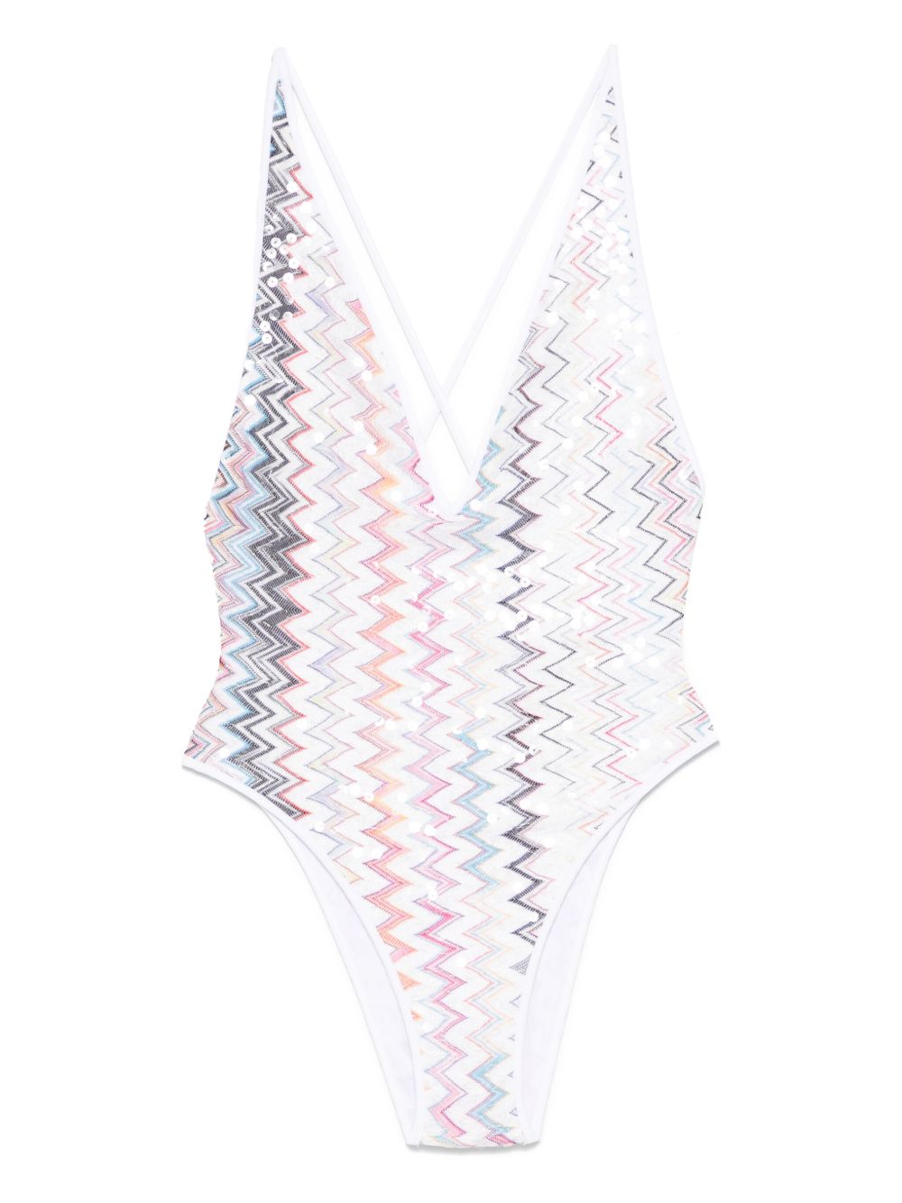 Zigzag-pattern swimsuit - White