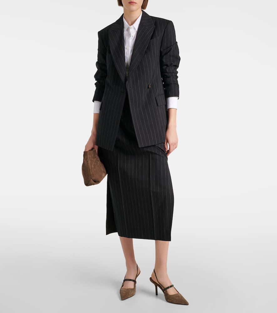 Pinstripe wool and cotton blazer
