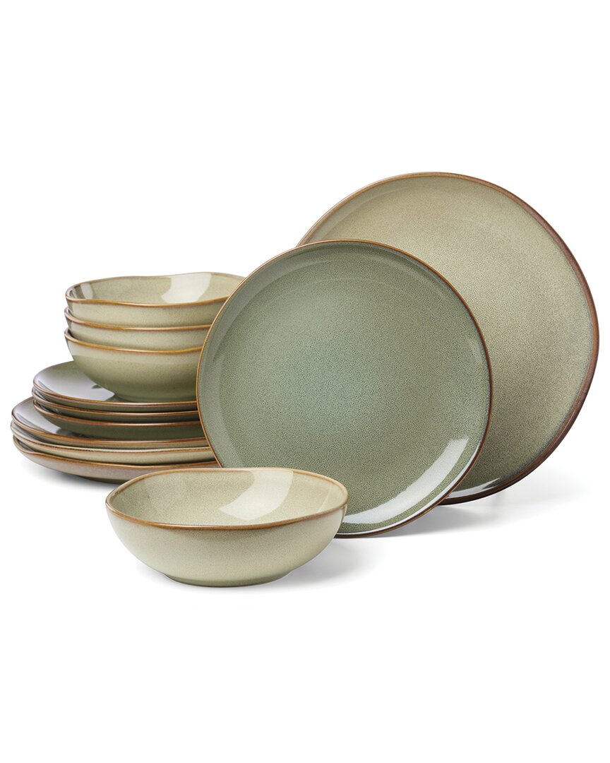 Organic Shades 12-Piece Dinnerware Set, Sage Green