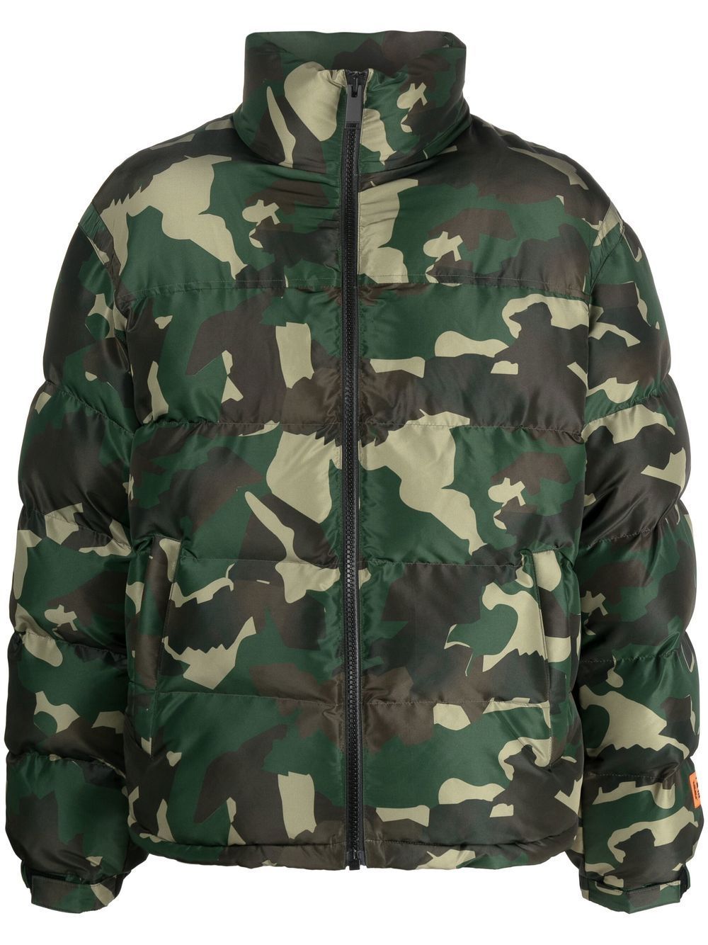 Camouflage-print padded jacket - Green
