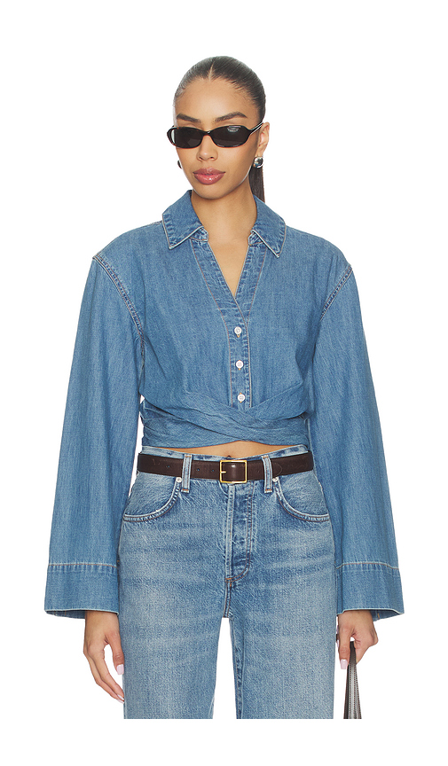 Veronica Beard Timothy Shirt in Blue. 4. Also