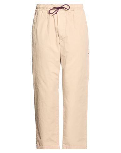 Man Pants Beige Size L Cotton, Elastane