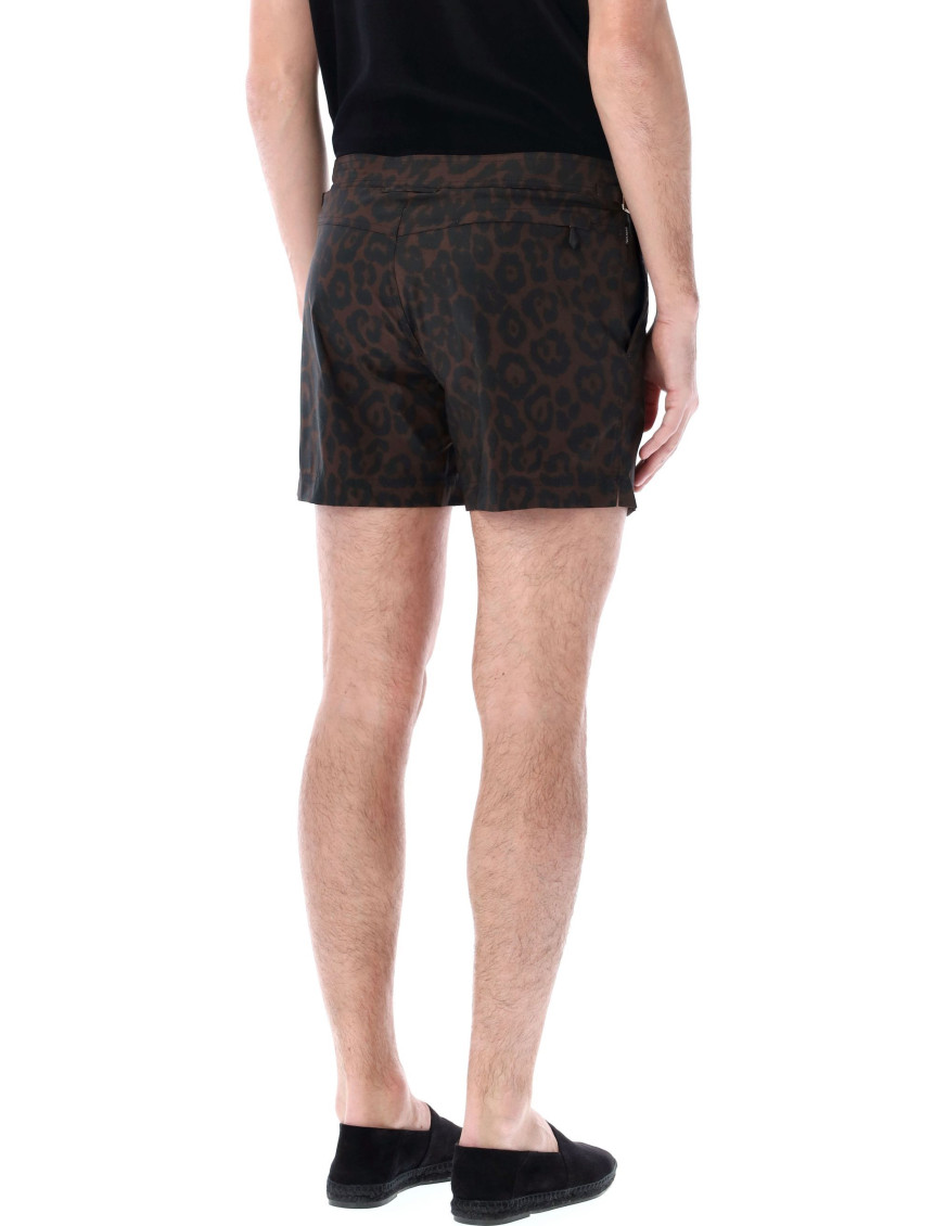 Cheetah-print swim shorts - Brown