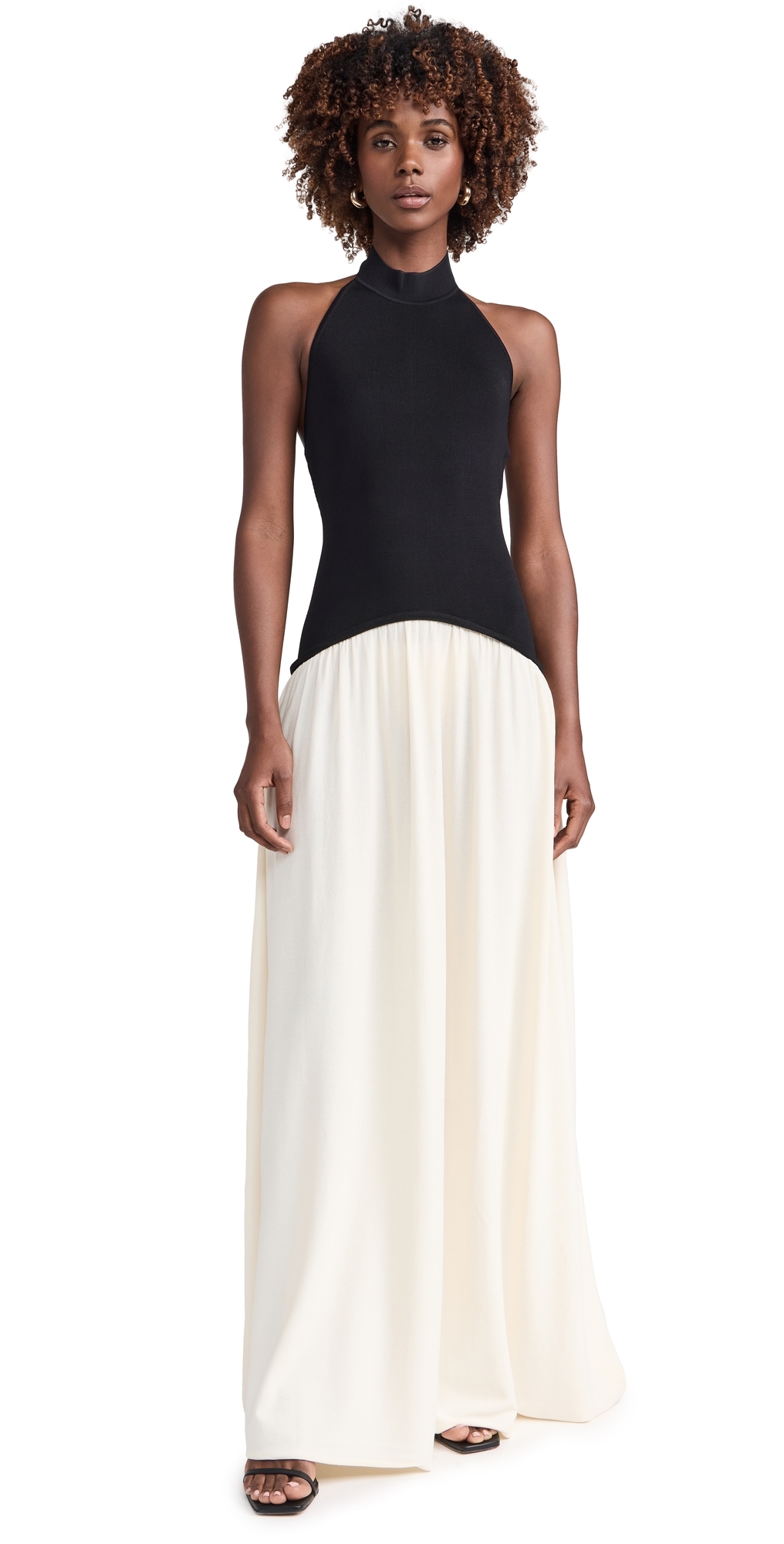 The Halter Soglio Dress Ecru/Noir