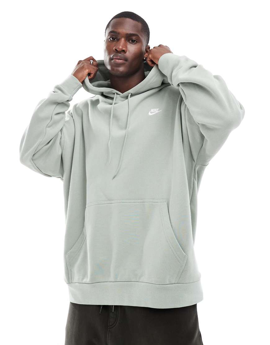 Club French terry oversized hoodie in olive-Green