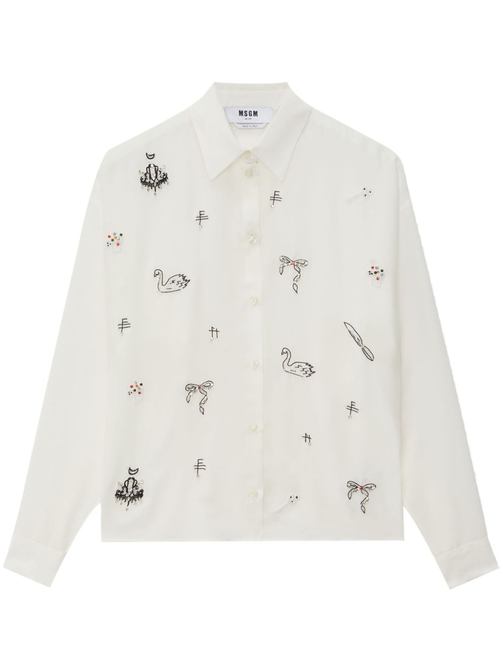 Beaded button-up shirt - White