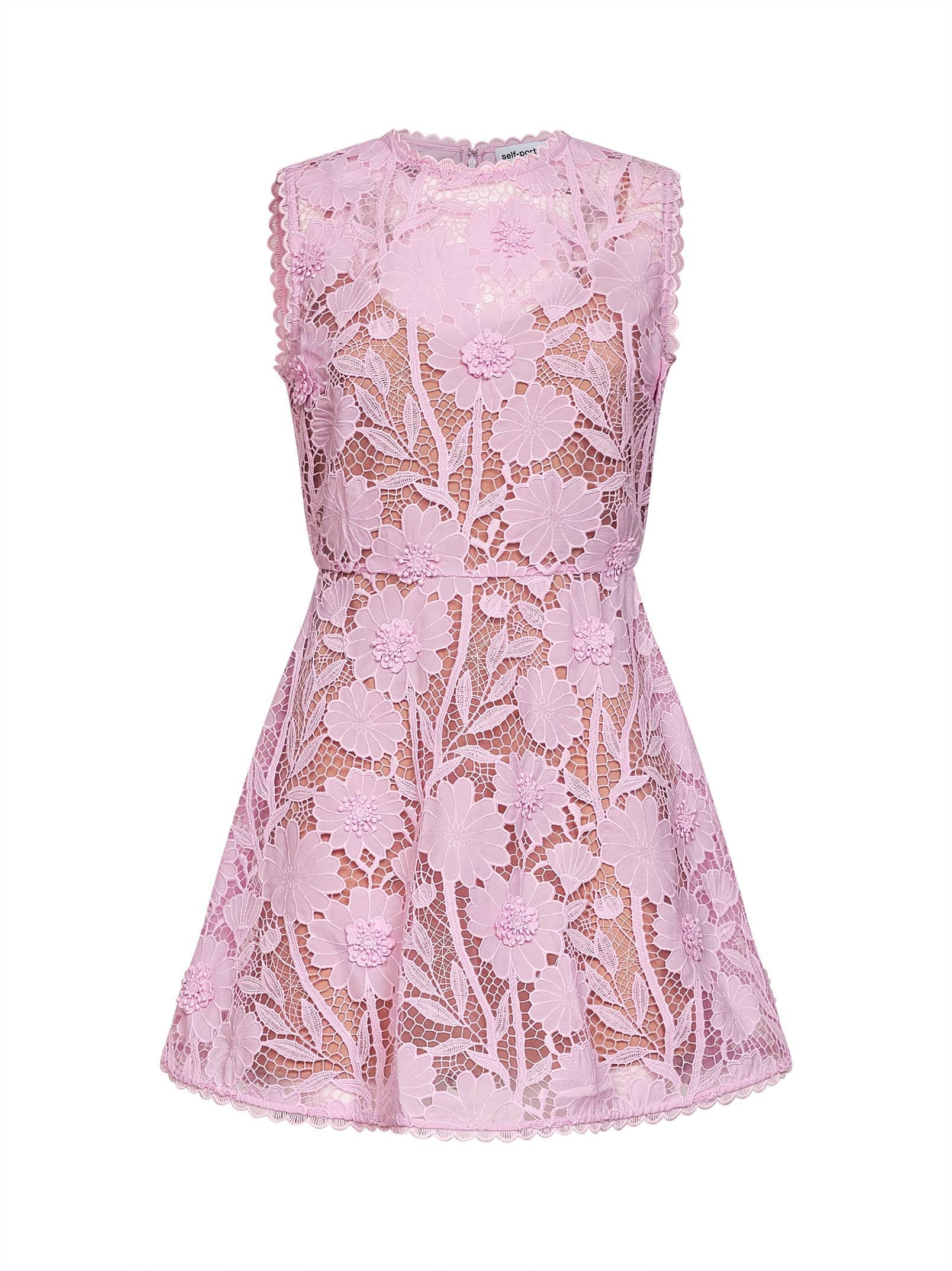 Macramé Lace Mini Dress — Pink
